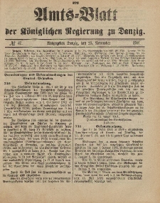 Amts-Blatt der Königlichen Regierung zu Danzig, 23. November 1901, Nr. 47