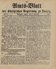 Amts-Blatt der Königlichen Regierung zu Danzig, 14. Dezember 1901, Nr. 50
