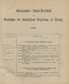 Chronologisches Inhaltsverzeichnis zum Amtsblatt der Königlichen Regierung zu Danzig für 1901