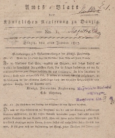 Amts-Blatt der Königlichen Regierung zu Danzig, 2. Januar 1817, Nr. 1