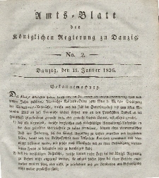 Amts-Blatt der Königlichen Regierung zu Danzig, 11. Januar 1826, Nr. 2