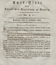 Amts-Blatt der Königlichen Regierung zu Danzig, 25. Januar 1826, Nr. 4