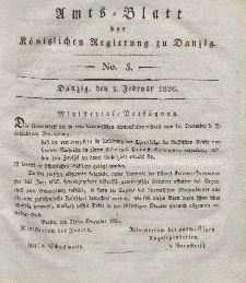 Amts-Blatt der Königlichen Regierung zu Danzig, 1. Februar 1826, Nr. 5