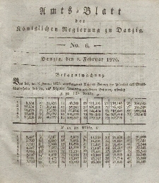 Amts-Blatt der Königlichen Regierung zu Danzig, 8. Februar 1826, Nr. 6