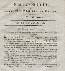 Amts-Blatt der Königlichen Regierung zu Danzig, 8. März 1826, Nr. 10