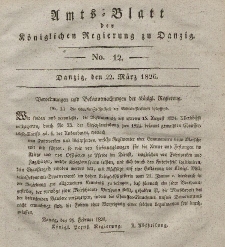 Amts-Blatt der Königlichen Regierung zu Danzig, 22. März 1826, Nr. 12