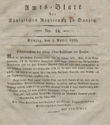 Amts-Blatt der Königlichen Regierung zu Danzig, 5. April 1826, Nr. 14