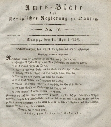Amts-Blatt der Königlichen Regierung zu Danzig, 19. April 1826, Nr. 16
