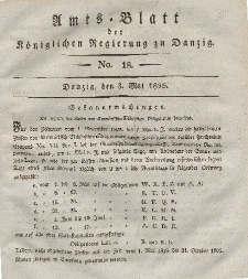 Amts-Blatt der Königlichen Regierung zu Danzig, 3. Mai 1826, Nr. 18