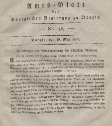 Amts-Blatt der Königlichen Regierung zu Danzig, 10. Mai 1826, Nr. 19