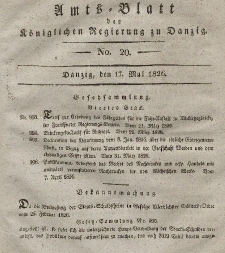 Amts-Blatt der Königlichen Regierung zu Danzig, 17. Mai 1826, Nr. 20