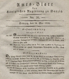Amts-Blatt der Königlichen Regierung zu Danzig, 24. Mai 1826, Nr. 21