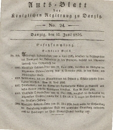 Amts-Blatt der Königlichen Regierung zu Danzig, 14. Juni 1826, Nr. 24