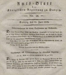 Amts-Blatt der Königlichen Regierung zu Danzig, 12. Juli 1826, Nr. 28