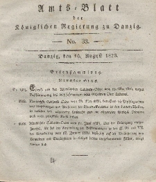 Amts-Blatt der Königlichen Regierung zu Danzig, 16. August 1826, Nr. 33