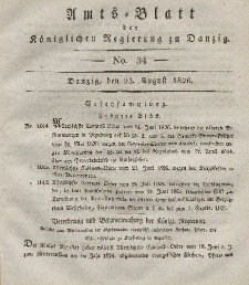 Amts-Blatt der Königlichen Regierung zu Danzig, 23. August 1826, Nr. 34