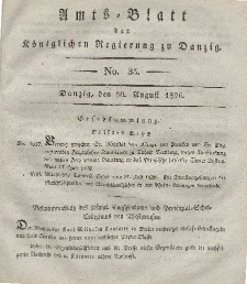 Amts-Blatt der Königlichen Regierung zu Danzig, 30. August 1826, Nr. 35