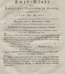 Amts-Blatt der Königlichen Regierung zu Danzig, 6. September 1826, Nr. 36