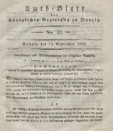 Amts-Blatt der Königlichen Regierung zu Danzig, 13. September 1826, Nr. 37