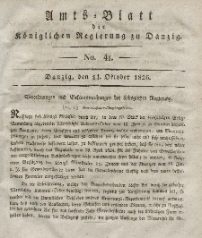 Amts-Blatt der Königlichen Regierung zu Danzig, 11. Oktober 1826, Nr. 41
