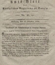 Amts-Blatt der Königlichen Regierung zu Danzig, 25. Oktober 1826, Nr. 43