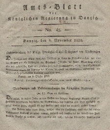 Amts-Blatt der Königlichen Regierung zu Danzig, 8. November 1826, Nr. 45
