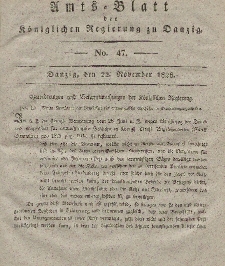 Amts-Blatt der Königlichen Regierung zu Danzig, 22. November 1826, Nr. 47