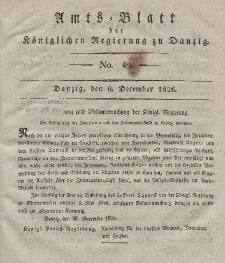 Amts-Blatt der Königlichen Regierung zu Danzig, 6. Dezember 1826, Nr. 49