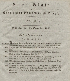 Amts-Blatt der Königlichen Regierung zu Danzig, 13. Dezember 1826, Nr. 50