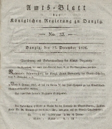Amts-Blatt der Königlichen Regierung zu Danzig, 27. Dezember 1826, Nr. 52