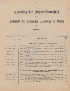 Chronologisches Inhaltsverzeichnis zum Amtsblatt der Königlichen Regierung zu Danzig pro 1902