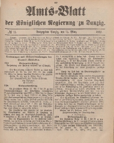 Amts-Blatt der Königlichen Regierung zu Danzig, 15. März 1902, Nr. 11