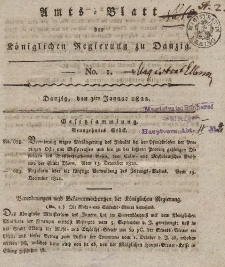 Amts-Blatt der Königlichen Regierung zu Danzig, 3. Januar 1822, Nr. 1
