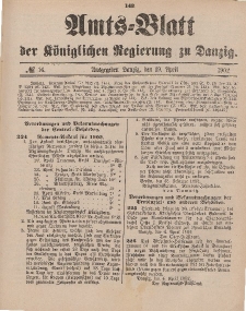 Amts-Blatt der Königlichen Regierung zu Danzig, 19. April 1902, Nr. 16