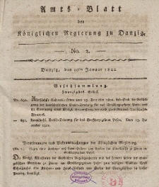 Amts-Blatt der Königlichen Regierung zu Danzig, 10. Januar 1822, Nr. 2
