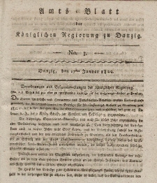 Amts-Blatt der Königlichen Regierung zu Danzig, 17. Januar 1822, Nr. 3