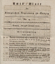 Amts-Blatt der Königlichen Regierung zu Danzig, 24. Januar 1822, Nr. 4