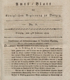 Amts-Blatt der Königlichen Regierung zu Danzig, 14. Februar 1822, Nr. 7