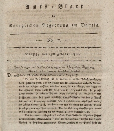 Amts-Blatt der Königlichen Regierung zu Danzig, 14. Februar 1822, Nr. 7