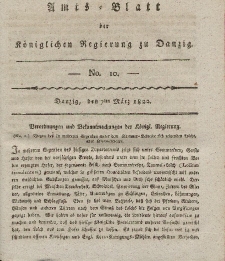 Amts-Blatt der Königlichen Regierung zu Danzig, 7. März 1822, Nr. 10 