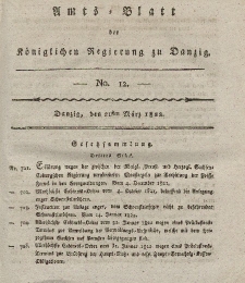 Amts-Blatt der Königlichen Regierung zu Danzig, 21. März 1822, Nr. 12 
