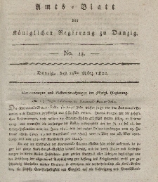 Amts-Blatt der Königlichen Regierung zu Danzig, 28. März 1822, Nr. 13 