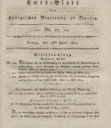 Amts-Blatt der Königlichen Regierung zu Danzig, 25. April 1822, Nr. 17 