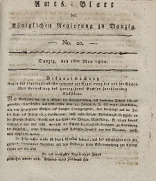 Amts-Blatt der Königlichen Regierung zu Danzig, 16. Mai 1822, Nr. 20 