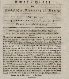Amts-Blatt der Königlichen Regierung zu Danzig, 23. Mai 1822, Nr. 21 