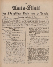Amts-Blatt der Königlichen Regierung zu Danzig, 21. Juni 1902, Nr. 25