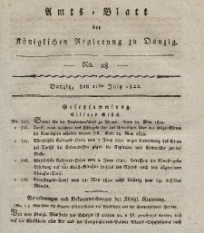Amts-Blatt der Königlichen Regierung zu Danzig, 11. Juli 1822, Nr. 28