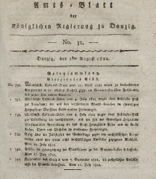 Amts-Blatt der Königlichen Regierung zu Danzig, 1. August 1822, Nr. 31