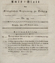 Amts-Blatt der Königlichen Regierung zu Danzig, 22. August 1822, Nr. 34