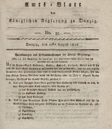 Amts-Blatt der Königlichen Regierung zu Danzig, 29. August 1822, Nr. 35